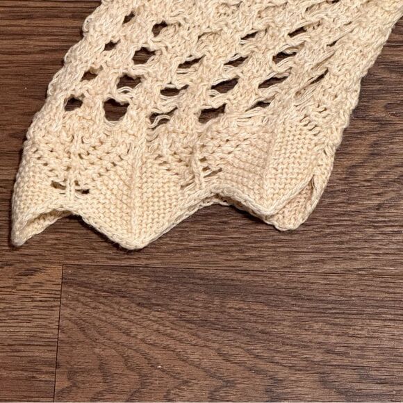 Crystal Kobe Boho Crochet Tunic Sweater Cream Minimalist Asymmetrical Hem Large - Picture 7 of 9